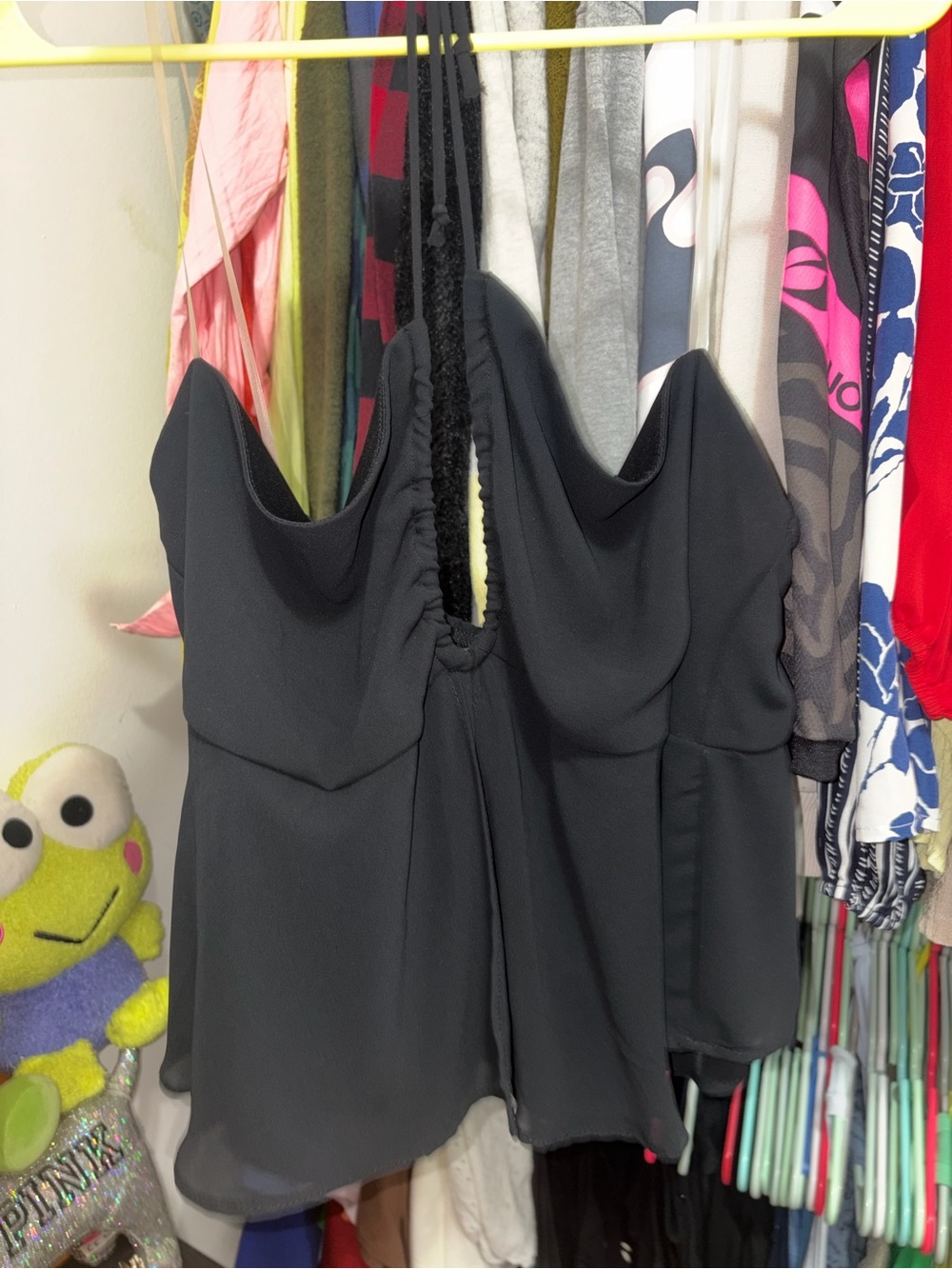 wild fable Black Ruched Cami Top with Scoop Neck